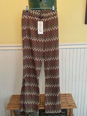 Summum Multicolor Chevron Print Flared Pants Medium